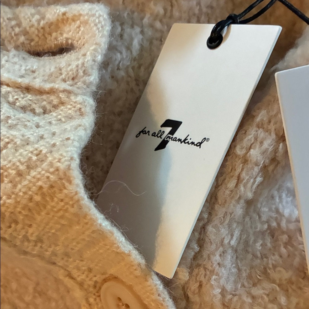 7 For All Mankind Cream Knit  Wool Sweater - Picture 3 of 7